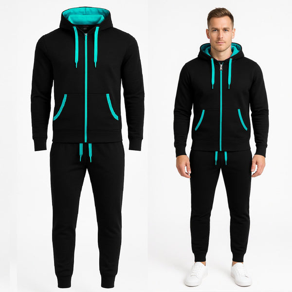 Billig träningsoverall byxor och zip hoodie