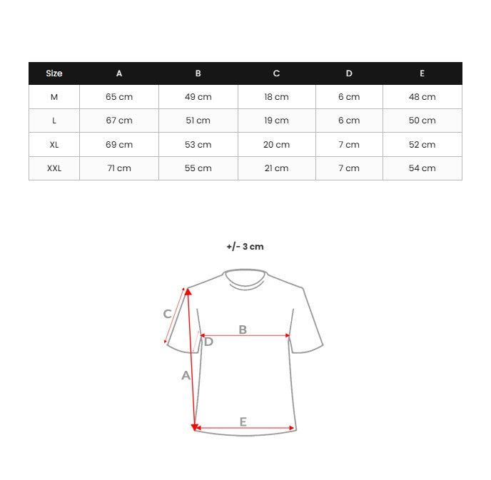 Mönstrad T-shirt - Svart och Vit Herr storlekstabell