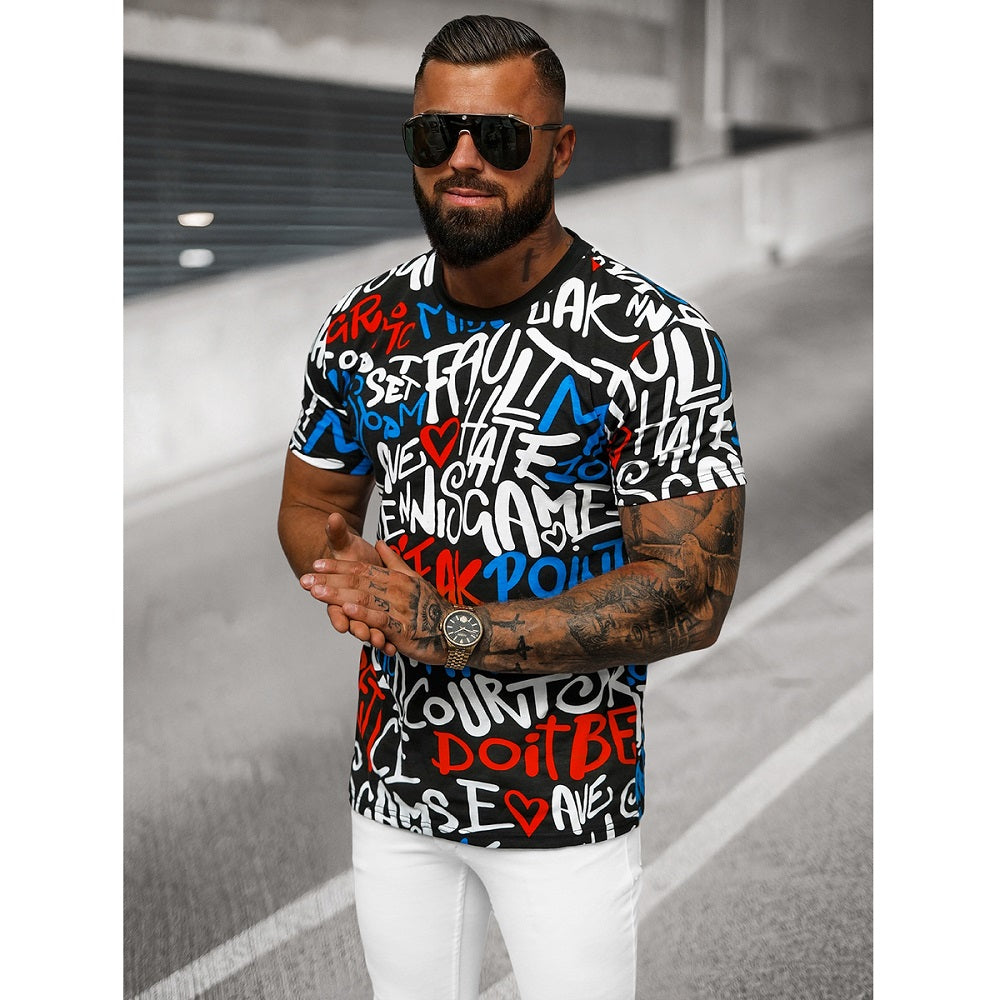 T-shirt med textryck - Kortärmad herr sidan