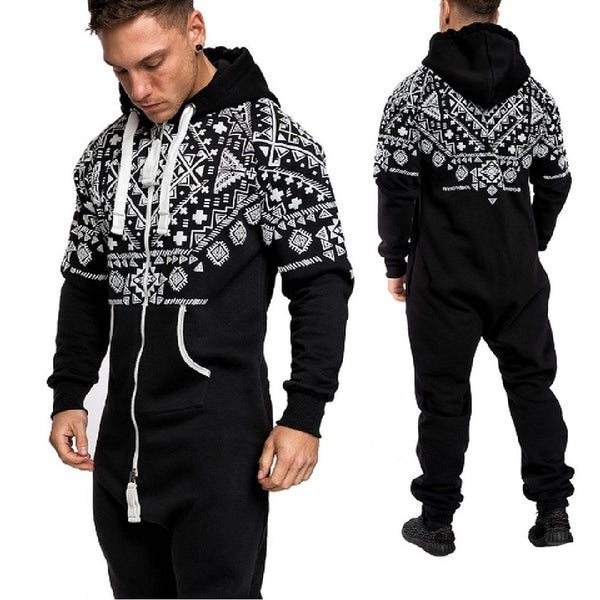 Svart vintage jumpsuit med luva - onesies