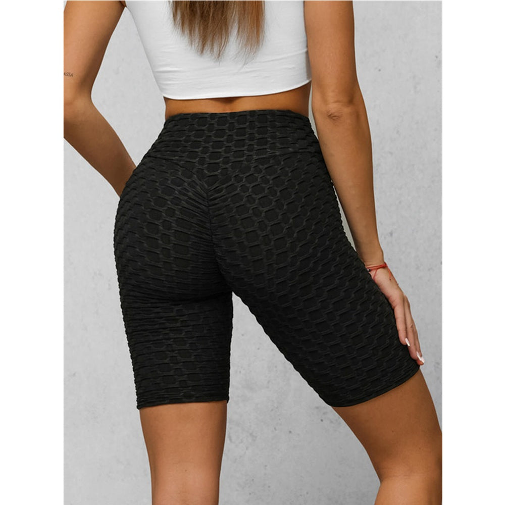 Cykelbyxa med Struktur - Svarta Damshorts bakifrån