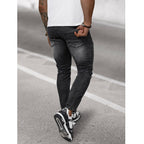 Slitna Slim Fit Jeans - Svarta Herrjeans bakifrån
