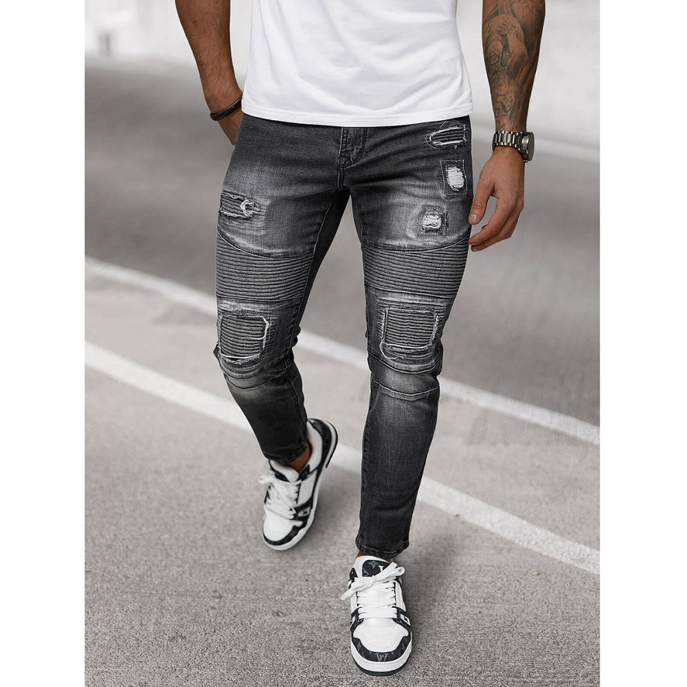 Slitna Slim Fit Jeans - Svarta Herrjeans framifrån