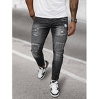 Slitna Slim Fit Jeans - Svarta Herrjeans framifrån