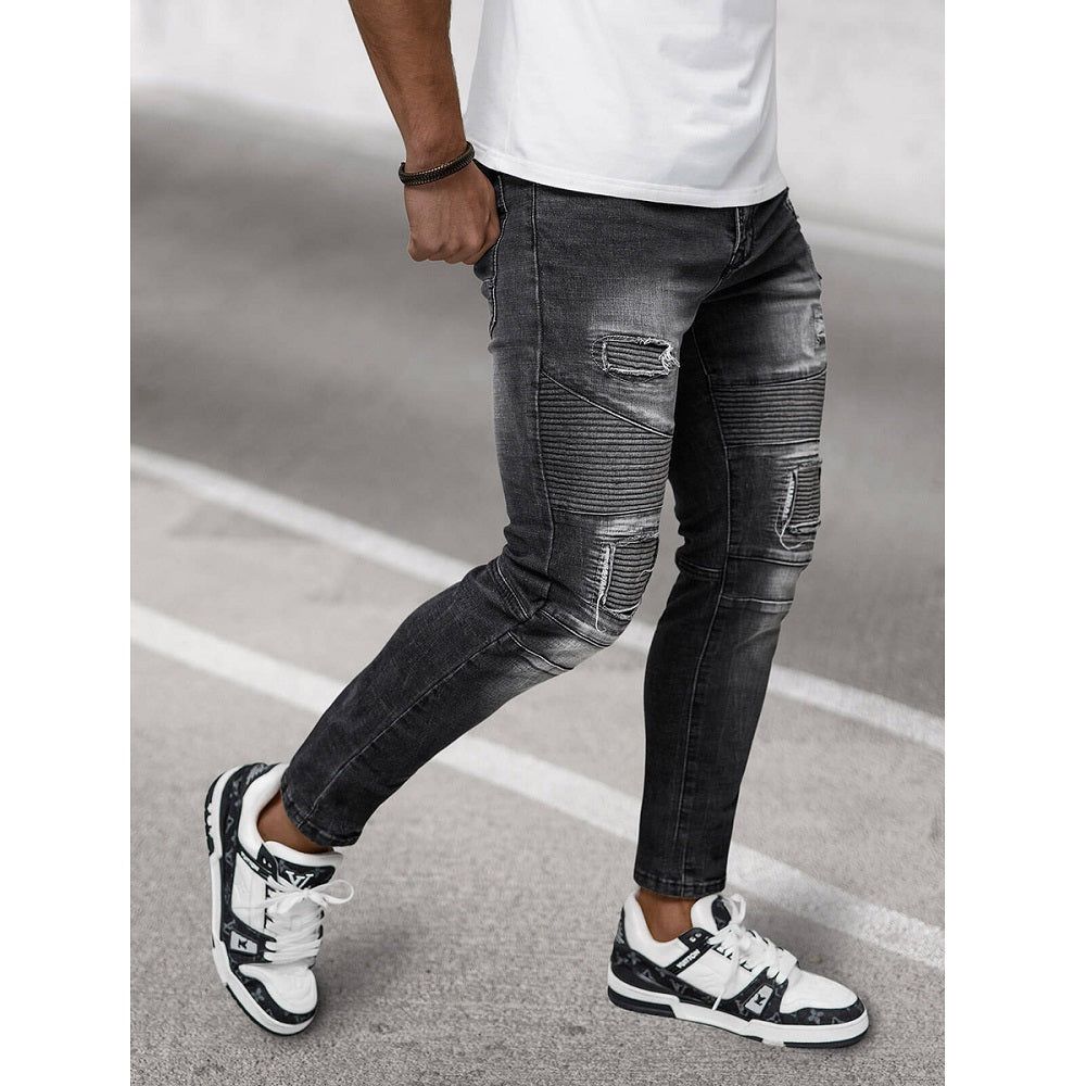 Slitna Slim Fit Jeans - Svarta Herrjeans sidan