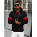 Svart Huvtröja - Hoodie med röda detaljer framifrån