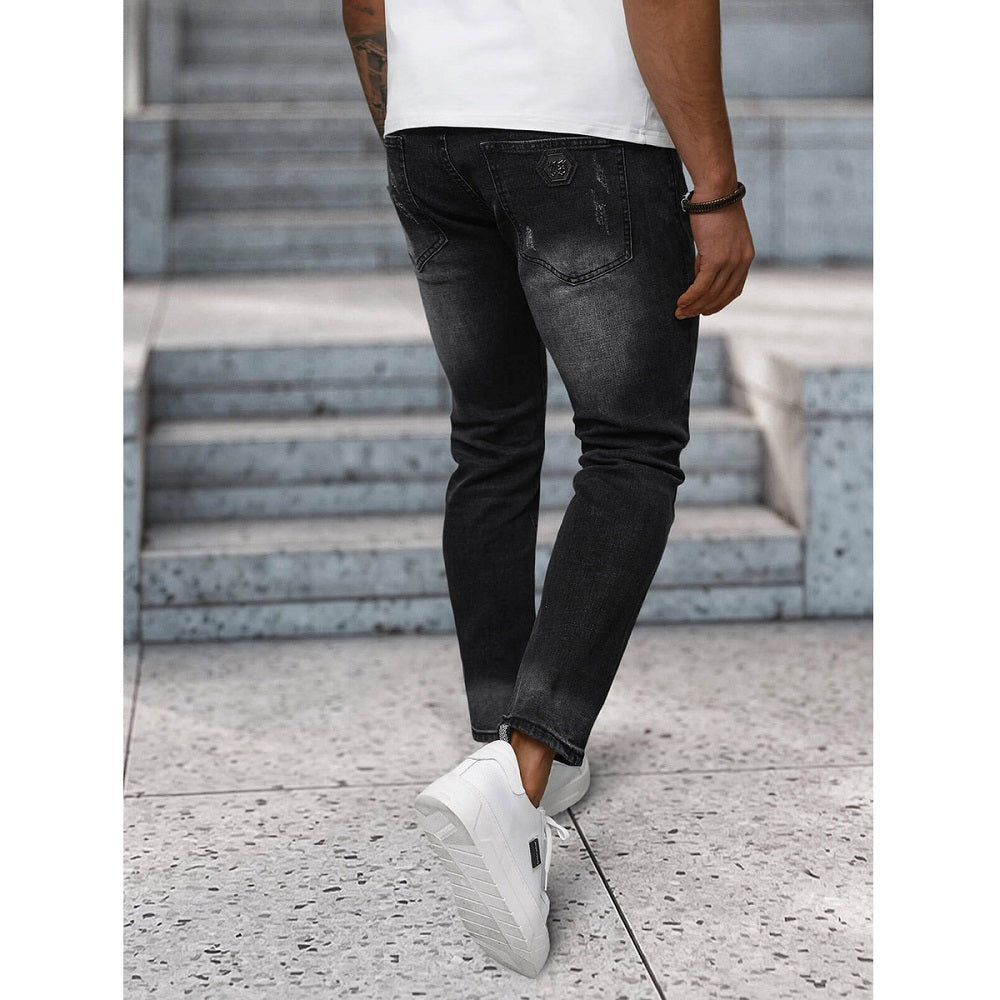 Herrjeans med Snören - Svart Slim Fit bakifrån