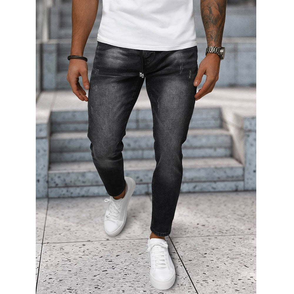 Herrjeans med Snören - Svart Slim Fit framifrån