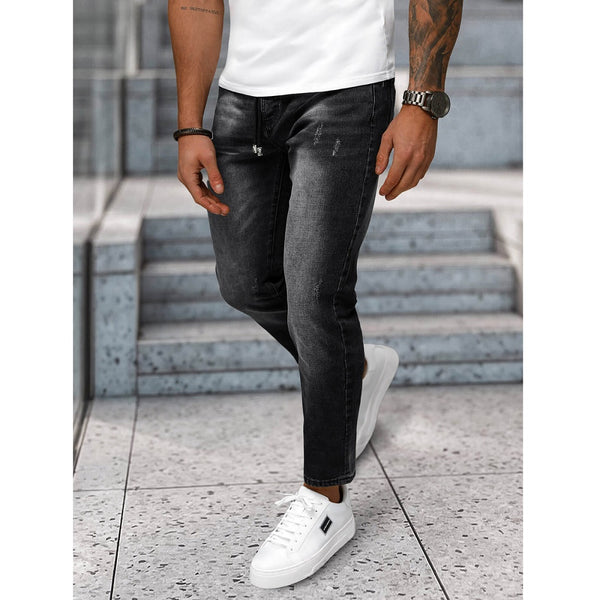 Herrjeans med Snören - Svart Slim Fit