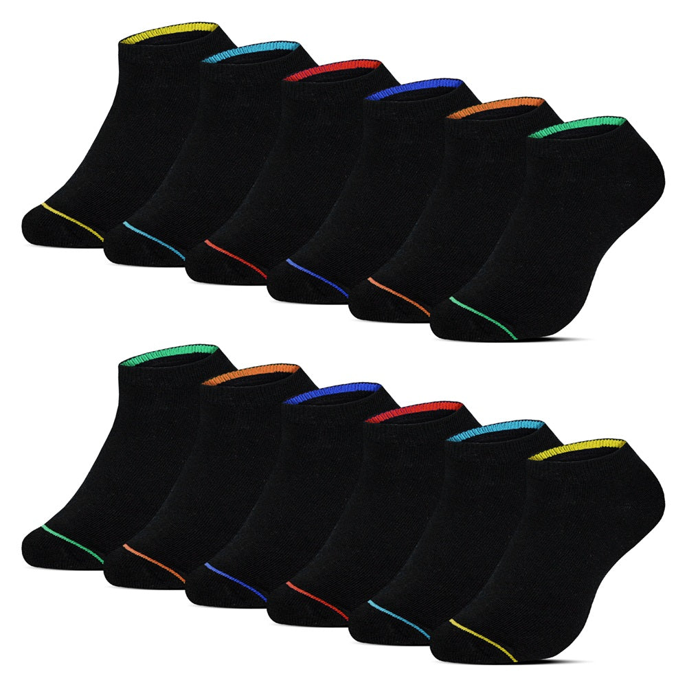 12 par svarta ankelstrumpor