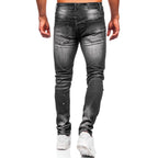 Slitna slim fit jeans - Svarta med målarfläckar bakifrån