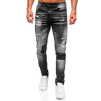 Slitna slim fit jeans - Svarta med målarfläckar