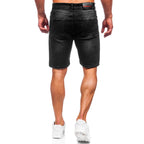 Svarta herrshorts - Jeansshorts med slitningar bakifrån