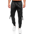 Svarta sweatpants - Polyester mjukisbyxor framifrån