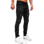 Slitna svarta jeans med resår och snören - Herr sidan