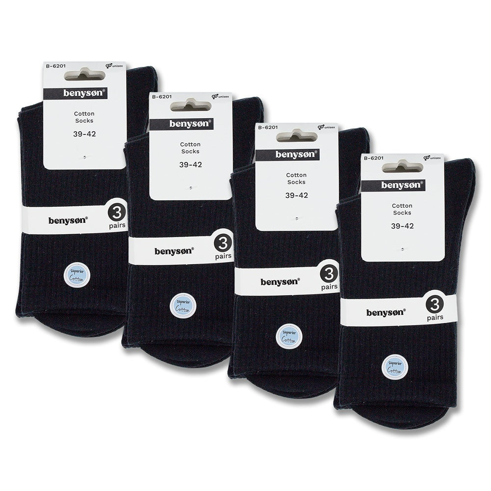 Billiga svarta normal höga strumpor unisex flerpack