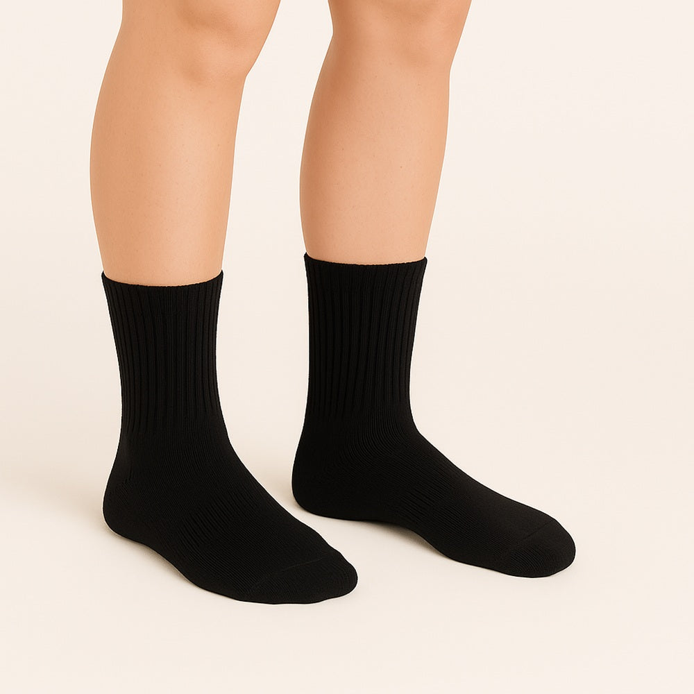 Billiga svarta normal höga strumpor unisex - 12pack