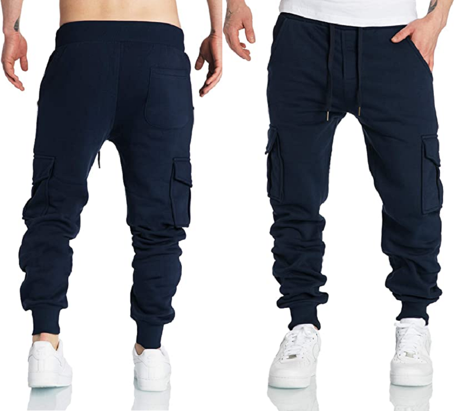 Mörkblåa sweatpants med cargofickor - Herr mjukisbyxor