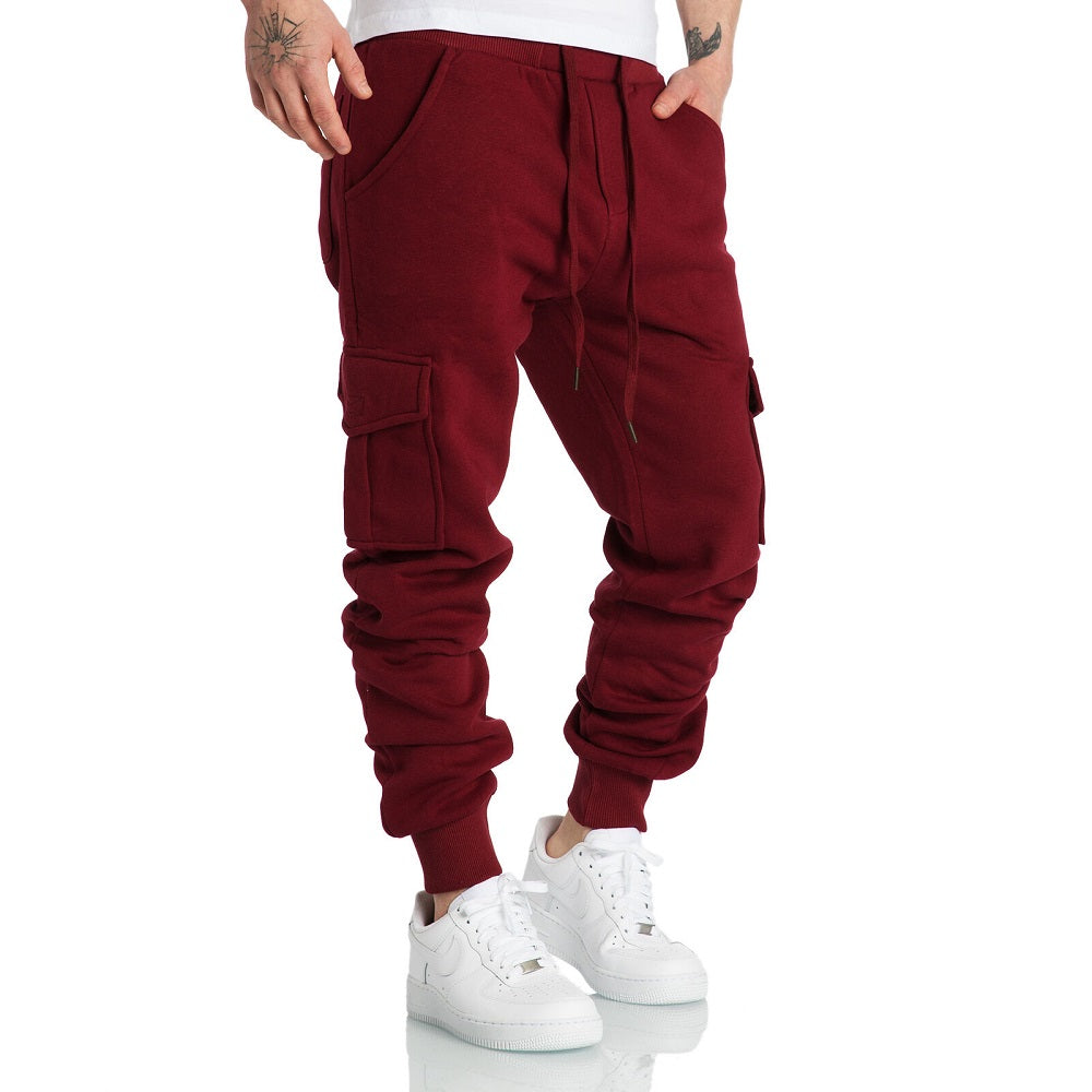 Sweatpants Herr - Härliga mjukisbyxor med cargofickor vinröda