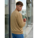 Beige solid herrtröja - billig sweatshirt bakifrån