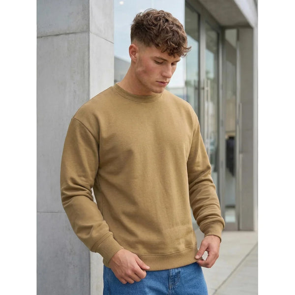 Beige solid herrtröja - billig sweatshirt