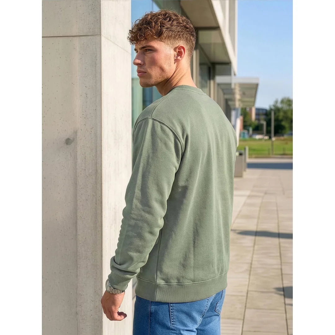 Sweatshirt herr billig grön tröja bakifrån