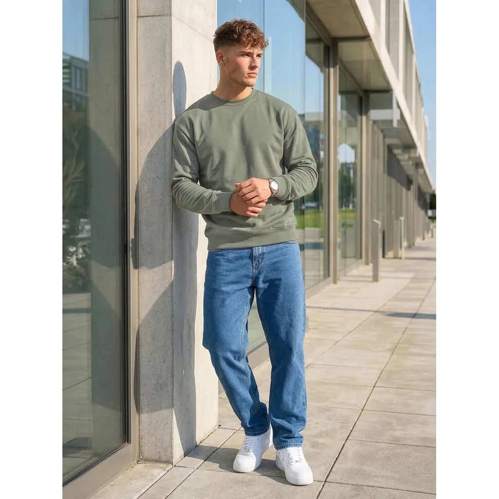 Sweatshirt herr billig grön tröja stående modell