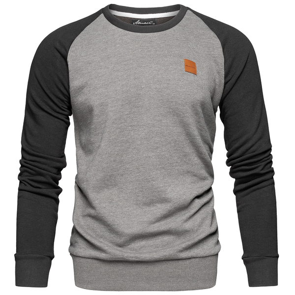 Sweatshirt Herr - långärmad grå herrtröja med färgade ärmar