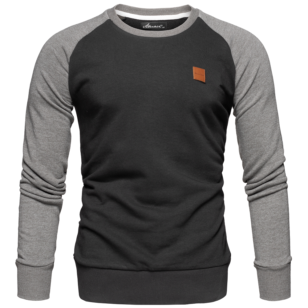 Sweatshirt Herr - Långärmad herrtröja - svart med gråa ärmar