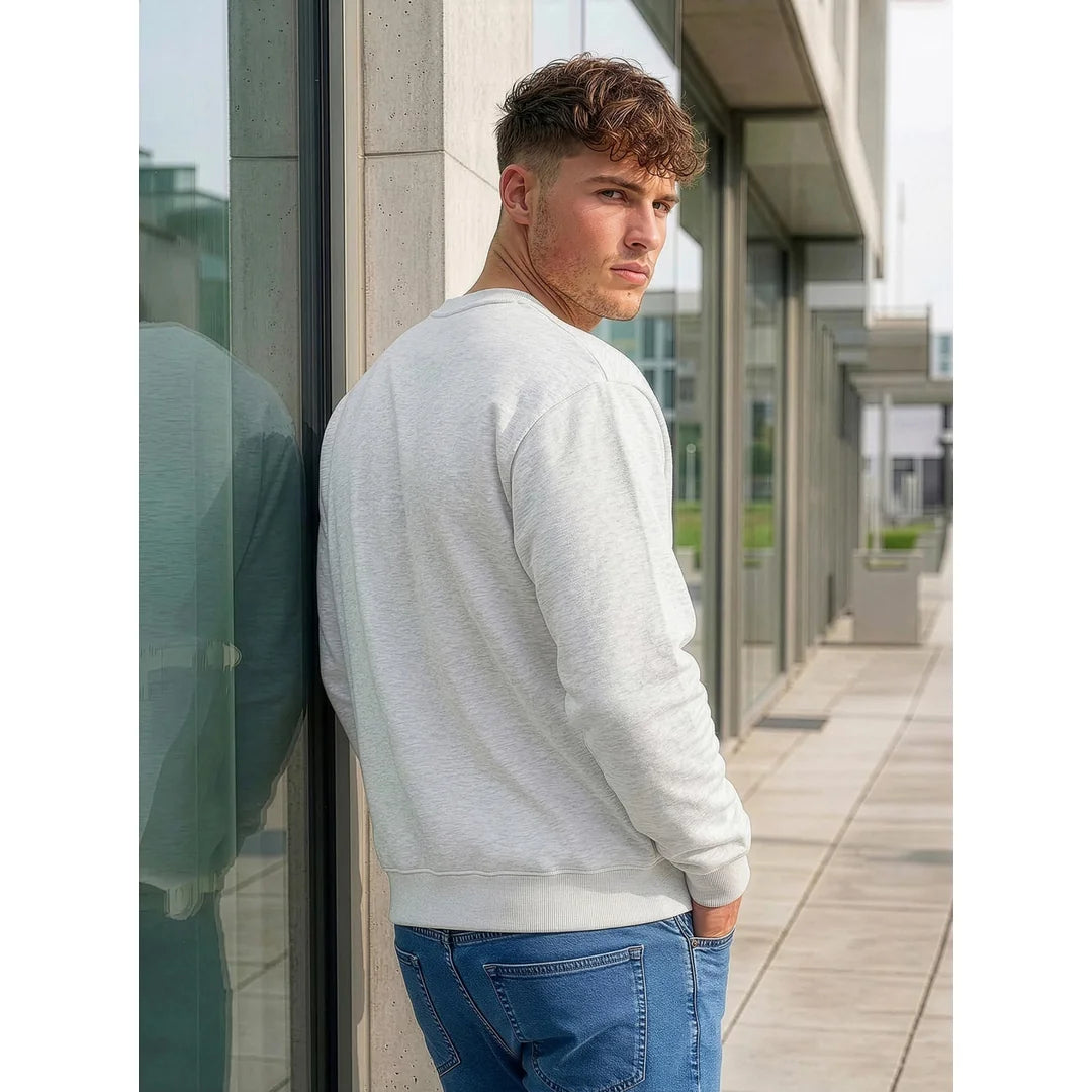 Billig ljusgrå sweatshirt herr bakifrån