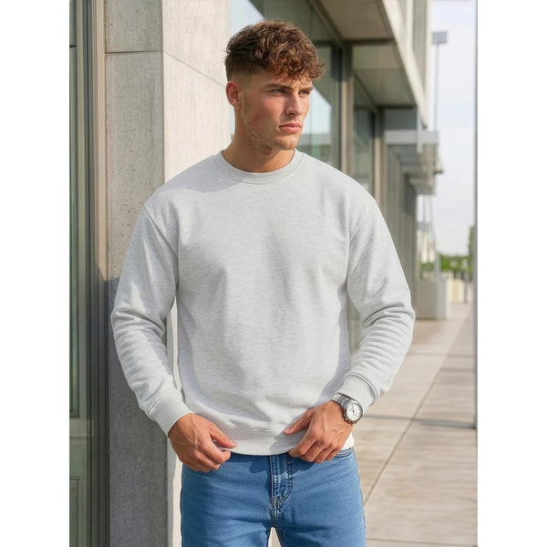 Billig ljusgrå sweatshirt herr