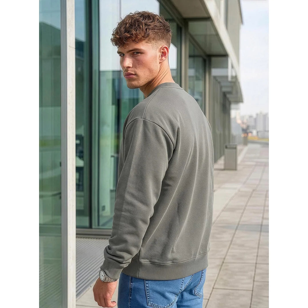 Billig mörkgrå sweatshirt herr bakifrån