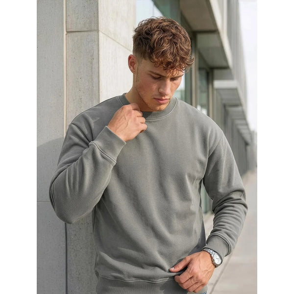 Billig mörkgrå sweatshirt herr