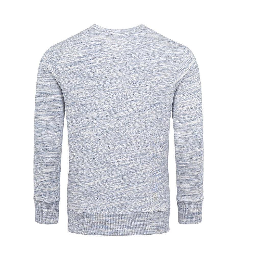 Herr sweatshirt i blå melange - bild bakifrån