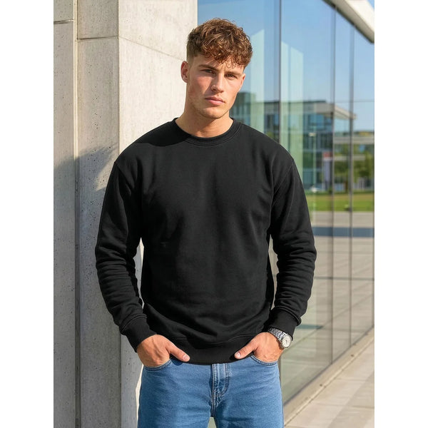 Billig svart sweatshirt herr