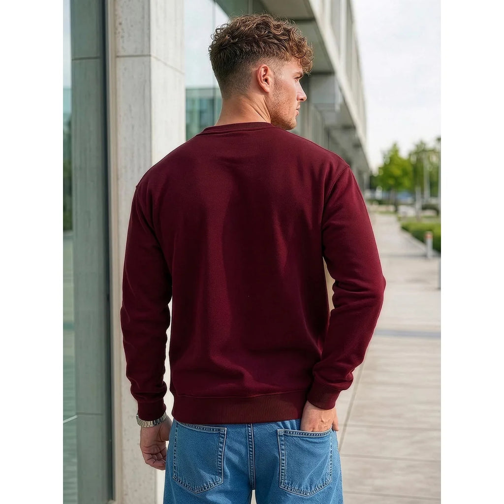 Billig vinröd sweatshirt herr bakifrån