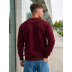 Billig vinröd sweatshirt herr bakifrån