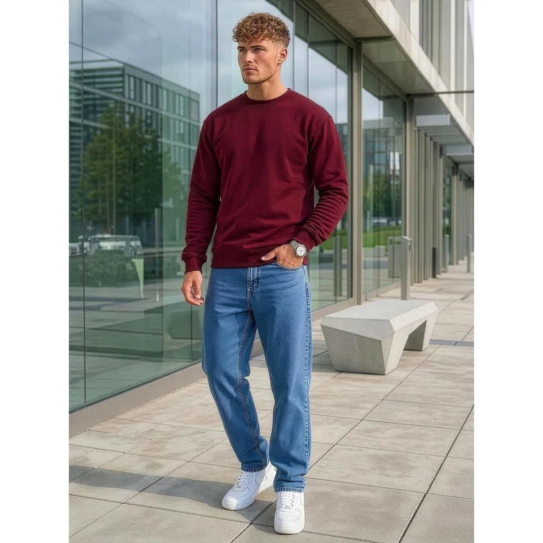 Billig vinröd sweatshirt herr gående modell