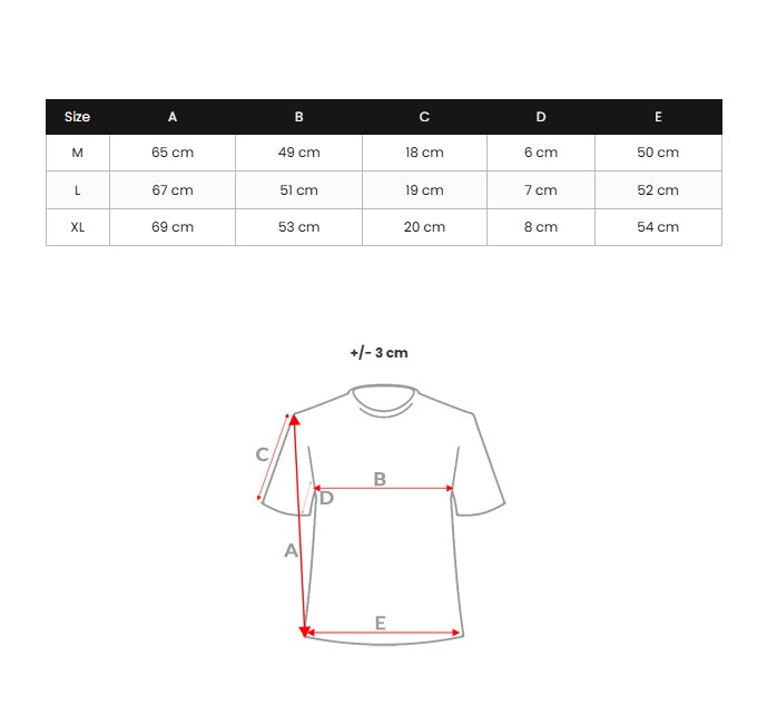 Kortärmad tröja - T-shirt Bronx storlekstabell