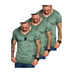 3-pack gröna t-shirts herr v-ringad framifrån