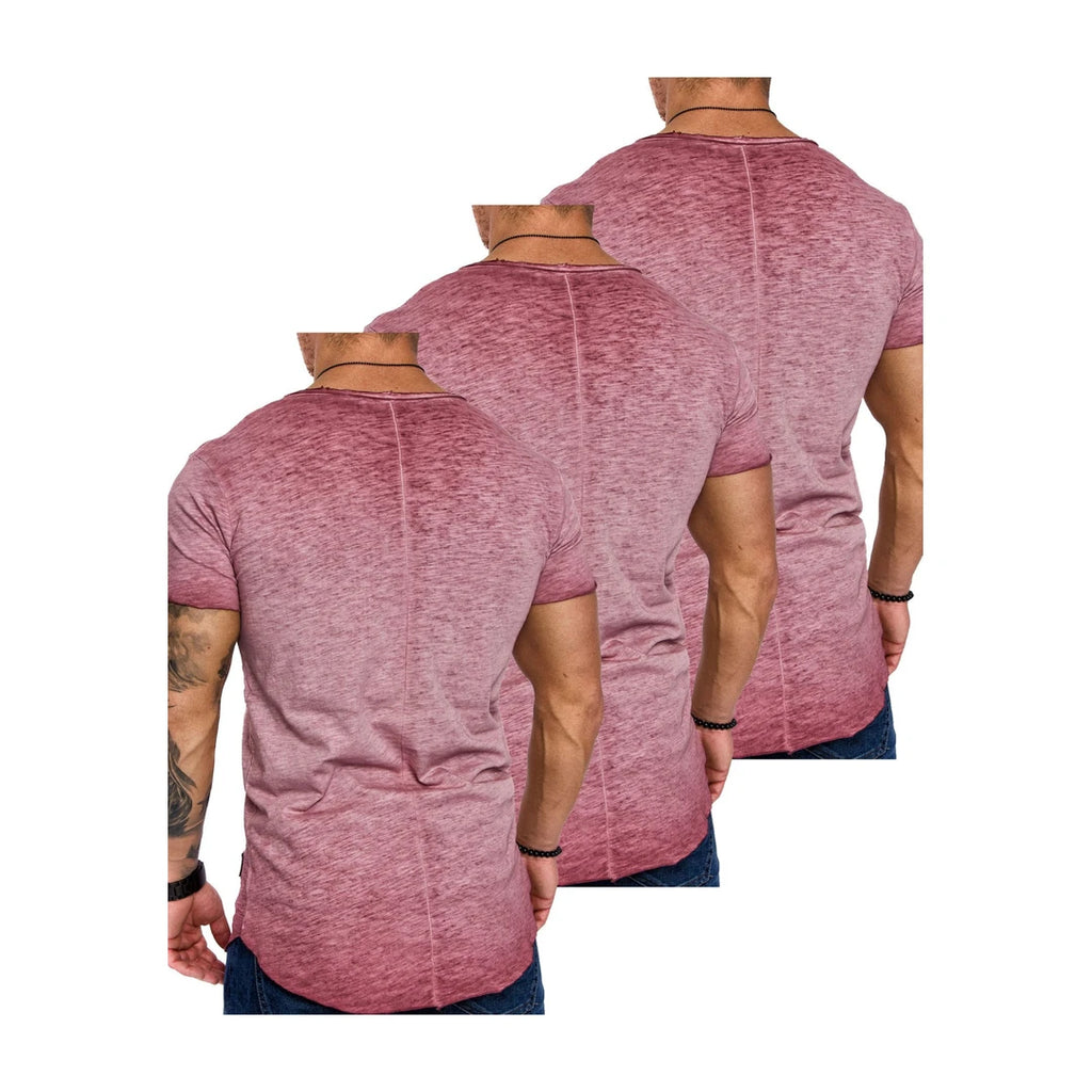 3-pack vinröda v-ringade t-shirts bakifrån