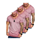 3-pack vinröda v-ringade t-shirts framifrån