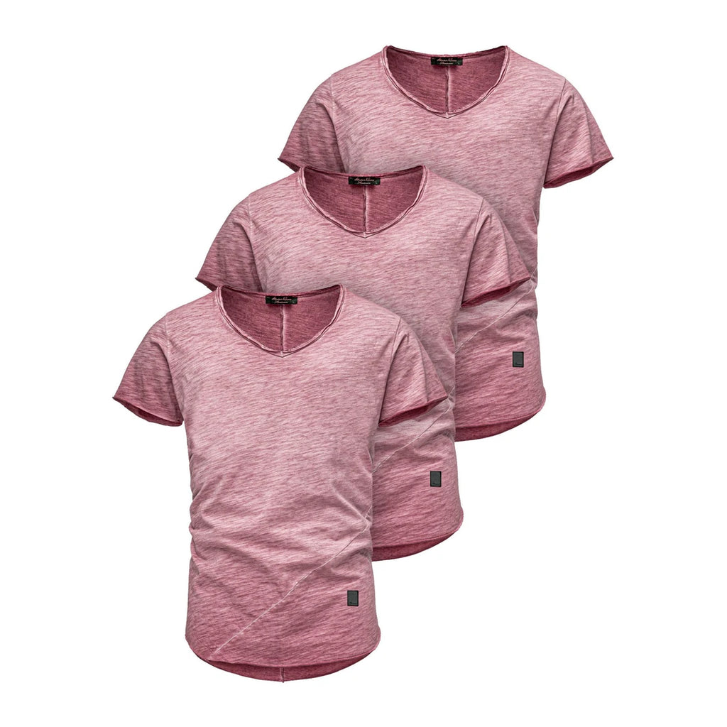 3-pack vinröda v-ringade t-shirts