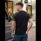 T-shirt herr camo raglan svart bakifrån