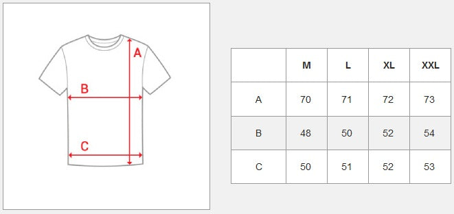 Herr tröja Joker - T-shirt storlekstabell