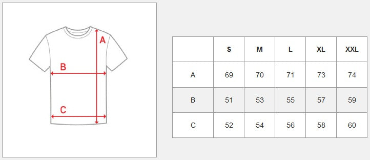 Basic t-shirt - Rund hals storlekstabell