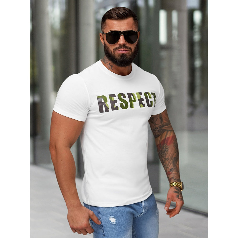 Slim Fit Tröja - Vit T-shirt Respect sida