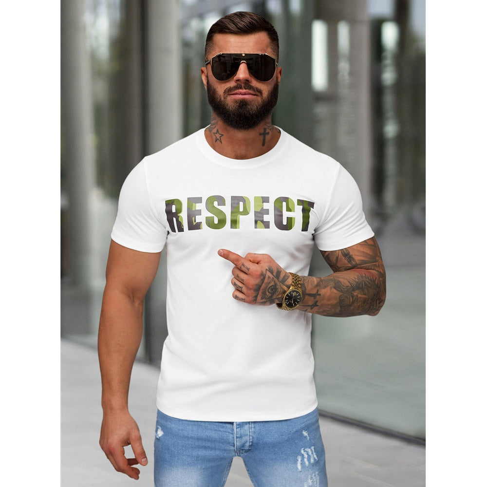 Slim Fit Tröja - Vit T-shirt Respect