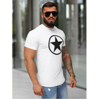 Vit Herr T-shirt med Stjärntryck - Slim Fit sida