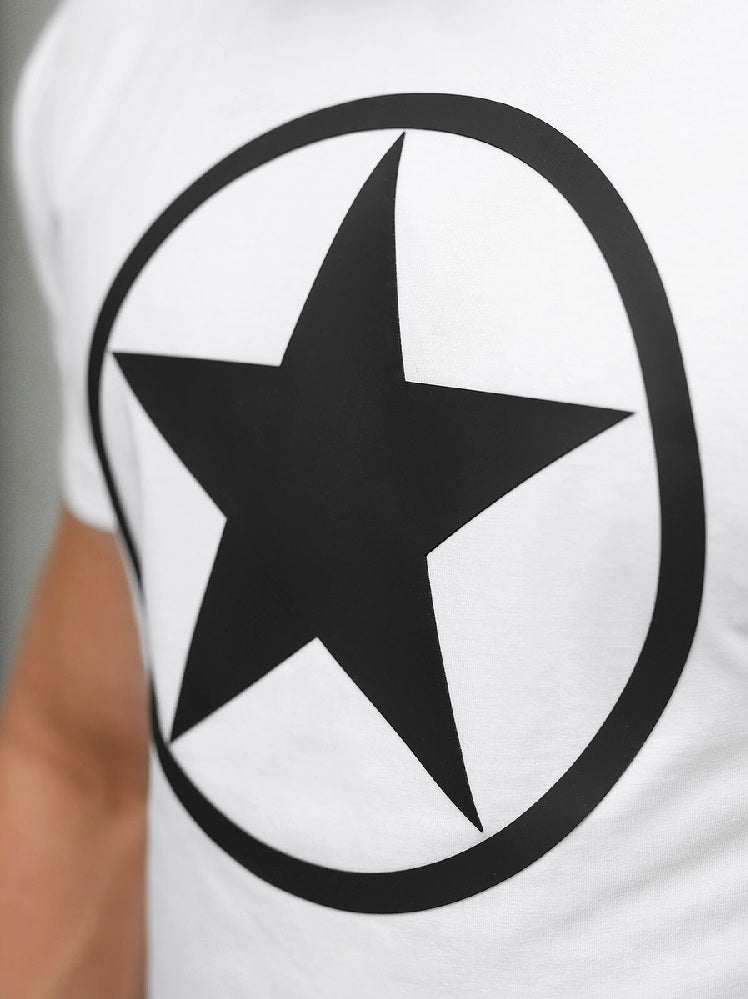 Vit Herr T-shirt med Stjärntryck - Slim Fit zoomad